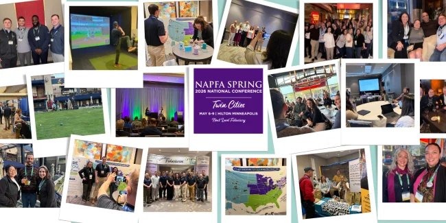 NAPFA SPRING 2026 National Conference（Twin Cities / Next Level Fiduciary）の様子をまとめたコラージュ